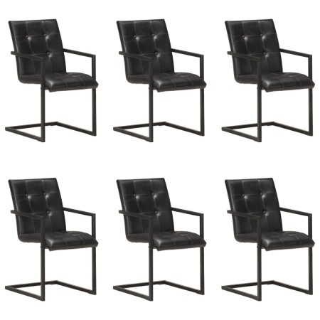 Sillas voladizas de comedor 6 unidades cuero auténtico negro de , Sillas de comedor - Ref: Foro24-3059820, Precio: 926,69 €, ...