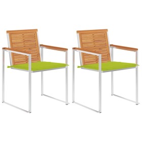 Sillas de jardín con cojines 2 uds madera maciza acacia y acero de , Sillas de jardín - Ref: Foro24-3061499, Precio: 256,33 €...