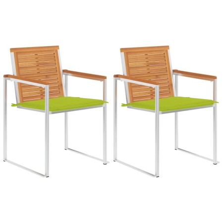 Sillas de jardín con cojines 2 uds madera maciza acacia y acero de , Sillas de jardín - Ref: Foro24-3061499, Precio: 256,33 €...
