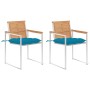 Sillas de jardín con cojines 2 uds madera maciza teca y acero de , Sillas de jardín - Ref: Foro24-3061534, Precio: 277,07 €, ...