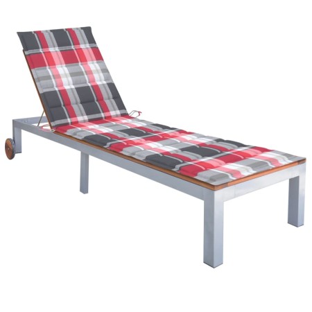 Tumbona con cojín madera maciza de acacia y acero galvanizado de , Tumbonas - Ref: Foro24-3061555, Precio: 275,34 €, Descuent...