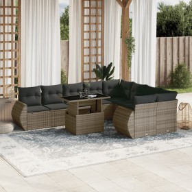 Set de sofás de jardín 10 pzas con cojines ratán sintético gris en Conjuntos de jardín | Comprar online en Foru.es