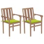 Sillas de jardín 2 uds con cojines verde brillante madera teca de , Sillas de jardín - Ref: Foro24-3062219, Precio: 259,98 €,...