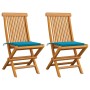 Sillas de jardín 2 unidades con cojines azules madera de teca de , Sillas de jardín - Ref: Foro24-3062464, Precio: 134,95 €, ...