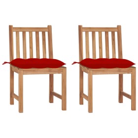 Sillas de jardín 2 uds madera maciza de teca con cojines de , Sillas de jardín - Ref: Foro24-3062937, Precio: 239,39 €, Descu...
