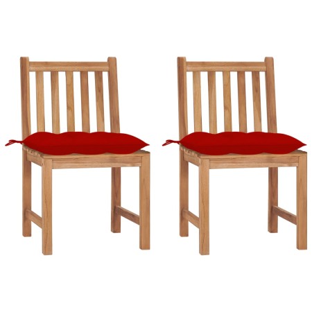 Sillas de jardín 2 uds madera maciza de teca con cojines de , Sillas de jardín - Ref: Foro24-3062937, Precio: 239,39 €, Descu...
