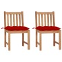 Sillas de jardín 2 uds madera maciza de teca con cojines de , Sillas de jardín - Ref: Foro24-3062937, Precio: 239,39 €, Descu...