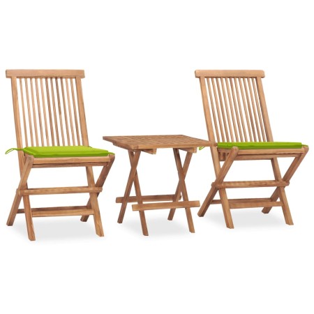 Set comedor de jardín plegable 3 piezas madera de teca cojines de , Conjuntos de jardín - Ref: Foro24-3063209, Precio: 166,22...