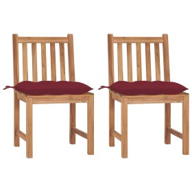 Sillas de jardín 2 unidades madera maciza de teca con cojines de , Sillas de jardín - Ref: Foro24-3062940, Precio: 235,99 €, ...