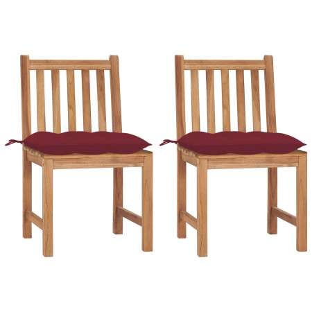 Sillas de jardín 2 unidades madera maciza de teca con cojines de , Sillas de jardín - Ref: Foro24-3062940, Precio: 235,99 €, ...
