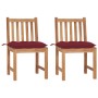 Sillas de jardín 2 unidades madera maciza de teca con cojines de , Sillas de jardín - Ref: Foro24-3062940, Precio: 235,99 €, ...