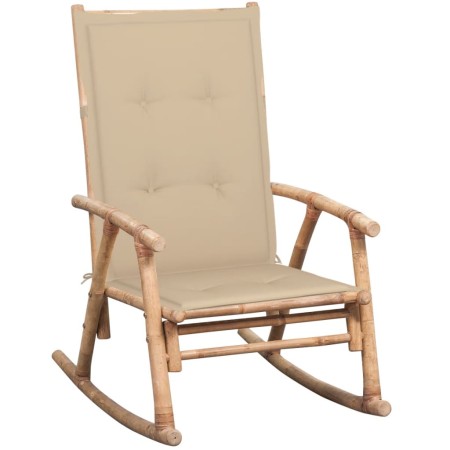 Silla mecedora con cojín bambú de , Sillas de jardín - Ref: Foro24-3063906, Precio: 140,11 €, Descuento: %