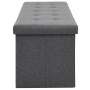 Banco almacenaje plegable lino sintético 150x38x38 gris oscuro de , Bancos para recibidores y almacenamiento - Ref: Foro24-24...