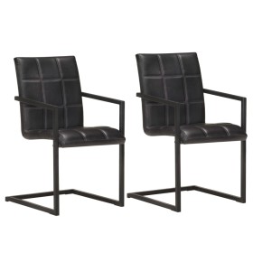 Sillas voladizas de comedor 2 unidades cuero auténtico negro de , Sillas de comedor - Ref: Foro24-321852, Precio: 305,32 €, D...