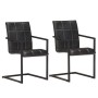 Sillas voladizas de comedor 2 unidades cuero auténtico negro de , Sillas de comedor - Ref: Foro24-321852, Precio: 305,32 €, D...