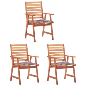 Sillas comedor de jardín 3 uds madera maciza acacia y cojines de , Sillas de jardín - Ref: Foro24-3064360, Precio: 209,33 €, ...