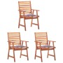 Sillas comedor de jardín 3 uds madera maciza acacia y cojines de , Sillas de jardín - Ref: Foro24-3064360, Precio: 209,33 €, ...