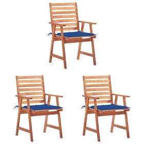 Sillas comedor de jardín y cojines 3 uds madera maciza acacia de , Sillas de jardín - Ref: Foro24-3064357, Precio: 214,06 €, ...