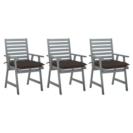 Sillas comedor de jardín 3 uds madera maciza acacia y cojines de , Sillas de jardín - Ref: Foro24-3064451, Precio: 284,75 €, ...