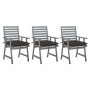 Sillas comedor de jardín 3 uds madera maciza acacia y cojines de , Sillas de jardín - Ref: Foro24-3064451, Precio: 284,75 €, ...