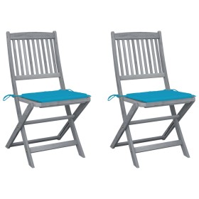 Sillas de jardín plegables 2 uds cojines madera maciza acacia de , Sillas de jardín - Ref: Foro24-3064540, Precio: 120,60 €, ...