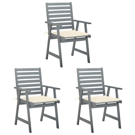 Sillas comedor de jardín 3 uds madera maciza acacia y cojines de , Sillas de jardín - Ref: Foro24-3064430, Precio: 283,26 €, ...