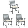 Sillas comedor de jardín 3 uds madera maciza acacia y cojines de , Sillas de jardín - Ref: Foro24-3064430, Precio: 283,26 €, ...
