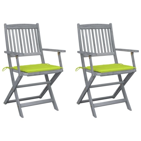Sillas de jardín plegables 2 uds cojines madera maciza acacia de , Sillas de jardín - Ref: Foro24-3064493, Precio: 128,34 €, ...