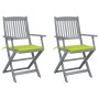 Sillas de jardín plegables 2 uds cojines madera maciza acacia de , Sillas de jardín - Ref: Foro24-3064493, Precio: 128,34 €, ...