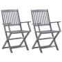 Sillas de jardín plegables 2 uds cojines madera maciza acacia de , Sillas de jardín - Ref: Foro24-3064493, Precio: 128,34 €, ...