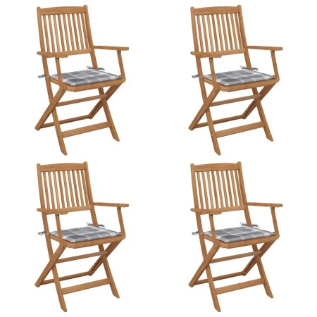 Sillas de jardín plegables 4 uds y cojines madera maciza acacia de , Sillas de jardín - Ref: Foro24-3064631, Precio: 203,18 €...