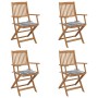 Sillas de jardín plegables 4 uds y cojines madera maciza acacia de , Sillas de jardín - Ref: Foro24-3064631, Precio: 203,18 €...