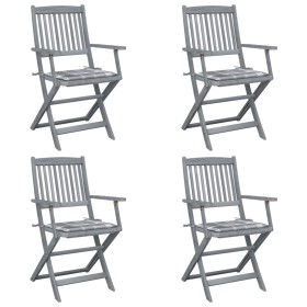 Sillas de jardín plegables 4 uds madera maciza acacia y cojines de , Sillas de jardín - Ref: Foro24-3064523, Precio: 188,29 €...