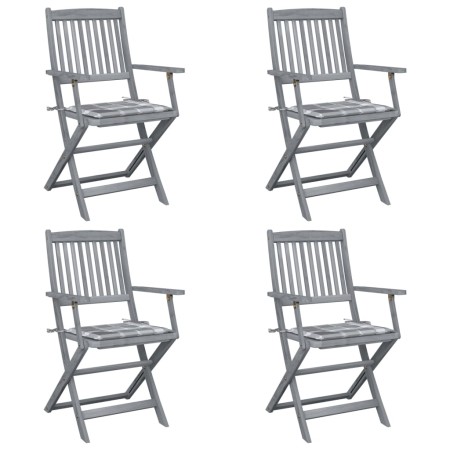 Sillas de jardín plegables 4 uds madera maciza acacia y cojines de , Sillas de jardín - Ref: Foro24-3064523, Precio: 188,29 €...