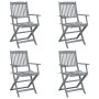 Sillas de jardín plegables 4 uds madera maciza acacia y cojines de , Sillas de jardín - Ref: Foro24-3064523, Precio: 188,29 €...
