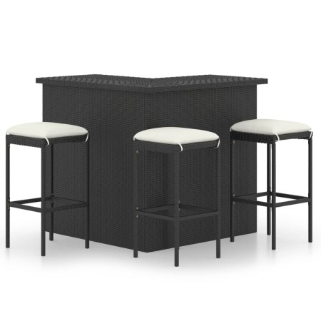 Set de bar para jardín 4 pzas y cojines ratán sintético negro de , Conjuntos de jardín - Ref: Foro24-3064923, Precio: 455,23 ...