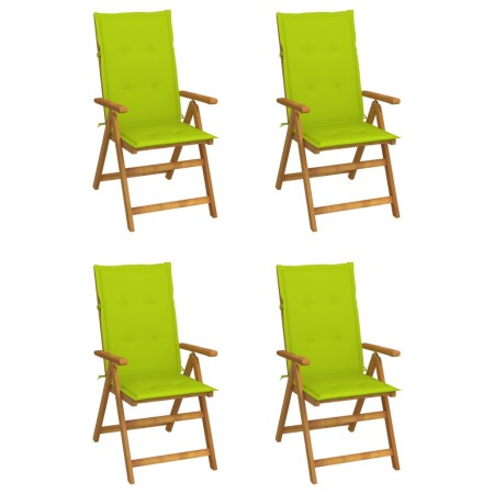 Sillas de jardín reclinables 4 uds madera maciza acacia cojines de , Sillas de jardín - Ref: Foro24-3065358, Precio: 331,38 €...