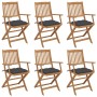 Sillas de jardín plegables 6 uds y cojines madera maciza acacia de , Sillas de jardín - Ref: Foro24-3065476, Precio: 353,99 €...