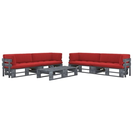 Muebles de palets 6 pzas y cojines madera pino impregnada gris de , Conjuntos de jardín - Ref: Foro24-3066991, Precio: 623,07...