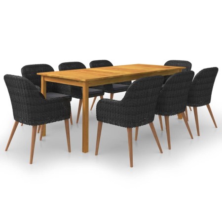 Juego de comedor de jardín de 9 piezas negro de , Conjuntos de jardín - Ref: Foro24-3067920, Precio: 1,00 €, Descuento: %
