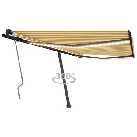 Toldo manual retráctil con LED amarillo y blanco 450x350 cm de , Toldos - Ref: Foro24-3069843, Precio: 519,51 €, Descuento: %