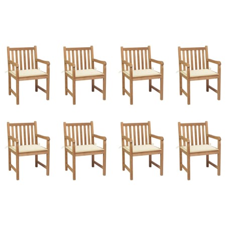 Sillas de jardín 8 uds madera maciza de teca cojines crema de , Sillas de jardín - Ref: Foro24-3073060, Precio: 1,00 €, Descu...