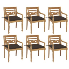 Sillas Batavia 6 unidades madera maciza de teca con cojines de , Sillas de jardín - Ref: Foro24-3073345, Precio: 759,98 €, De...