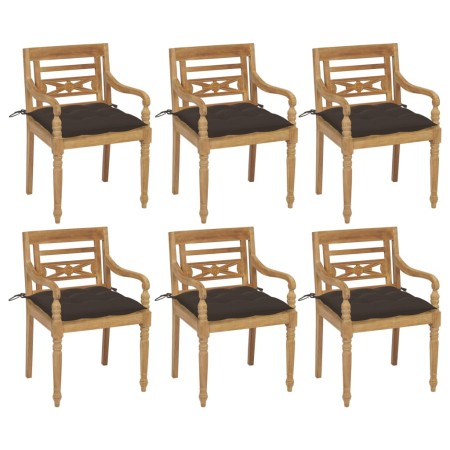 Sillas Batavia 6 unidades madera maciza de teca con cojines de , Sillas de jardín - Ref: Foro24-3073345, Precio: 759,98 €, De...
