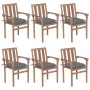 Sillas de jardín apilables 6 uds madera maciza teca con cojines de , Sillas de jardín - Ref: Foro24-3073422, Precio: 776,34 €...