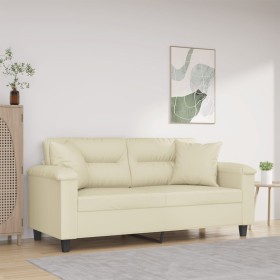 Sofá de 2 plazas con cojines cuero sintético color crema 140 cm de , Sofás - Ref: Foro24-3200989, Precio: 307,35 €, Descuento: %