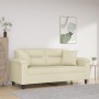 Sofá de 2 plazas con cojines cuero sintético color crema 140 cm de , Sofás - Ref: Foro24-3200989, Precio: 307,35 €, Descuento: %
