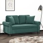 Sofá de 2 plazas con cojines terciopelo verde oscuro 120 cm de , Sofás - Ref: Foro24-3200937, Precio: 282,38 €, Descuento: %