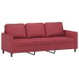 Sofá de 3 plazas con taburete cuero sintético rojo tinto 180 cm de , Sofás - Ref: Foro24-3201125, Precio: 290,01 €, Descuento: %