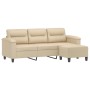Sofá de 3 plazas y taburete tela microfibra crema 180 cm de , Sofás - Ref: Foro24-3201235, Precio: 392,96 €, Descuento: %